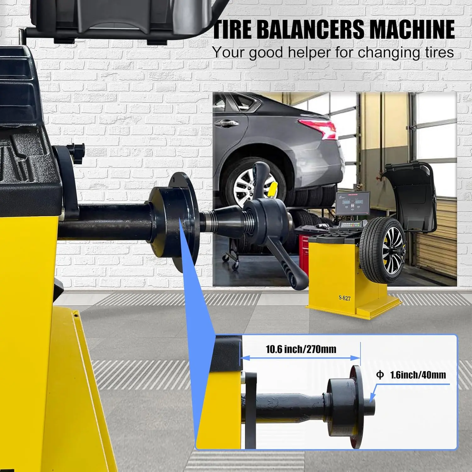 Premium Automatic Wheel Balancer, 10-26" Rim, Auto A/D Measurement, Laser Guide & LED Light, Electronic Brake, 40mm Spindle, 0.25KW Pure Copper Motor, 110V for Professional Use - Image 4