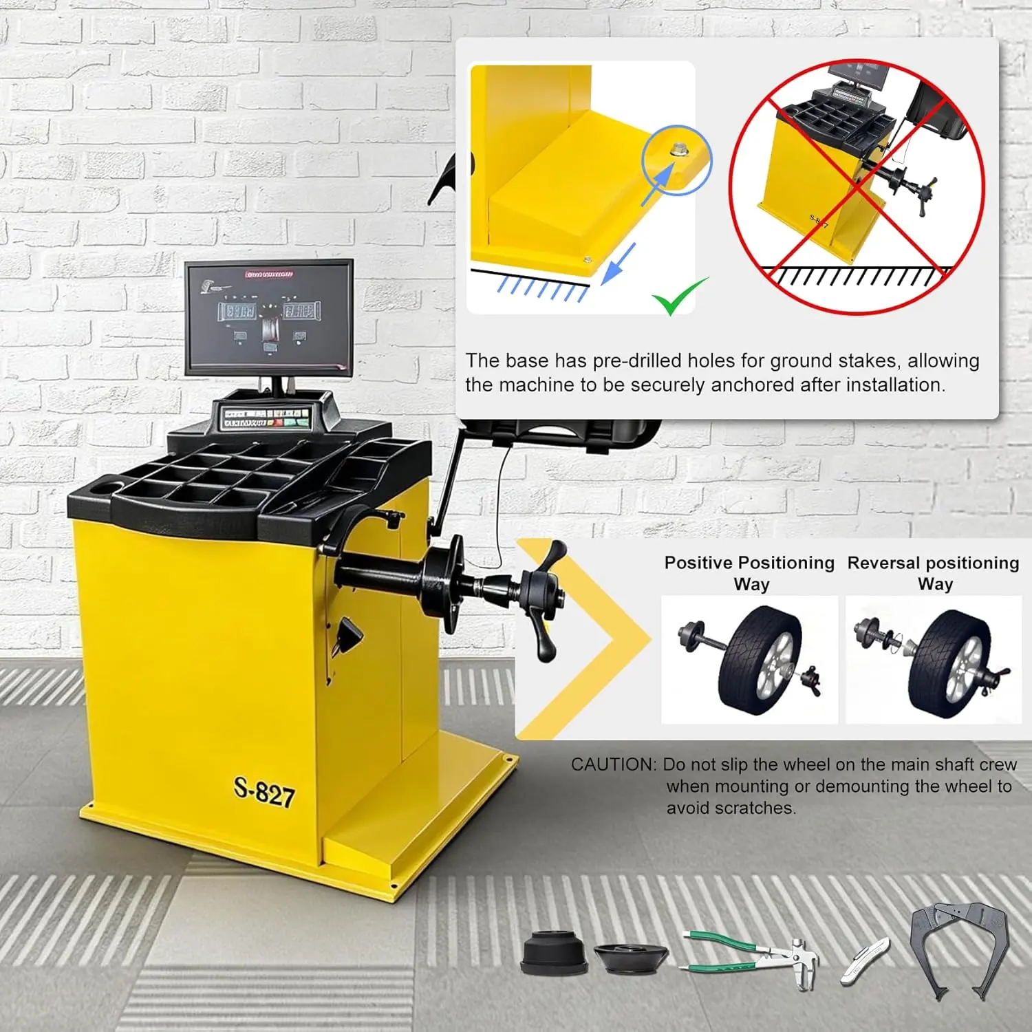 Premium Automatic Wheel Balancer, 10-26" Rim, Auto A/D Measurement, Laser Guide & LED Light, Electronic Brake, 40mm Spindle, 0.25KW Pure Copper Motor, 110V for Professional Use - Image 5