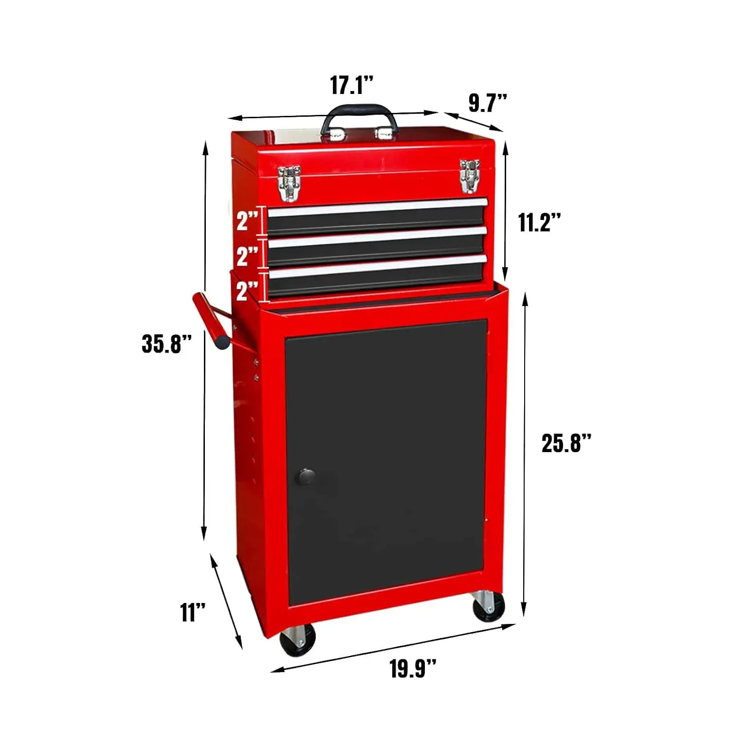 Red and Black Rolling Garage Workshop Tool Organizer - Image 3