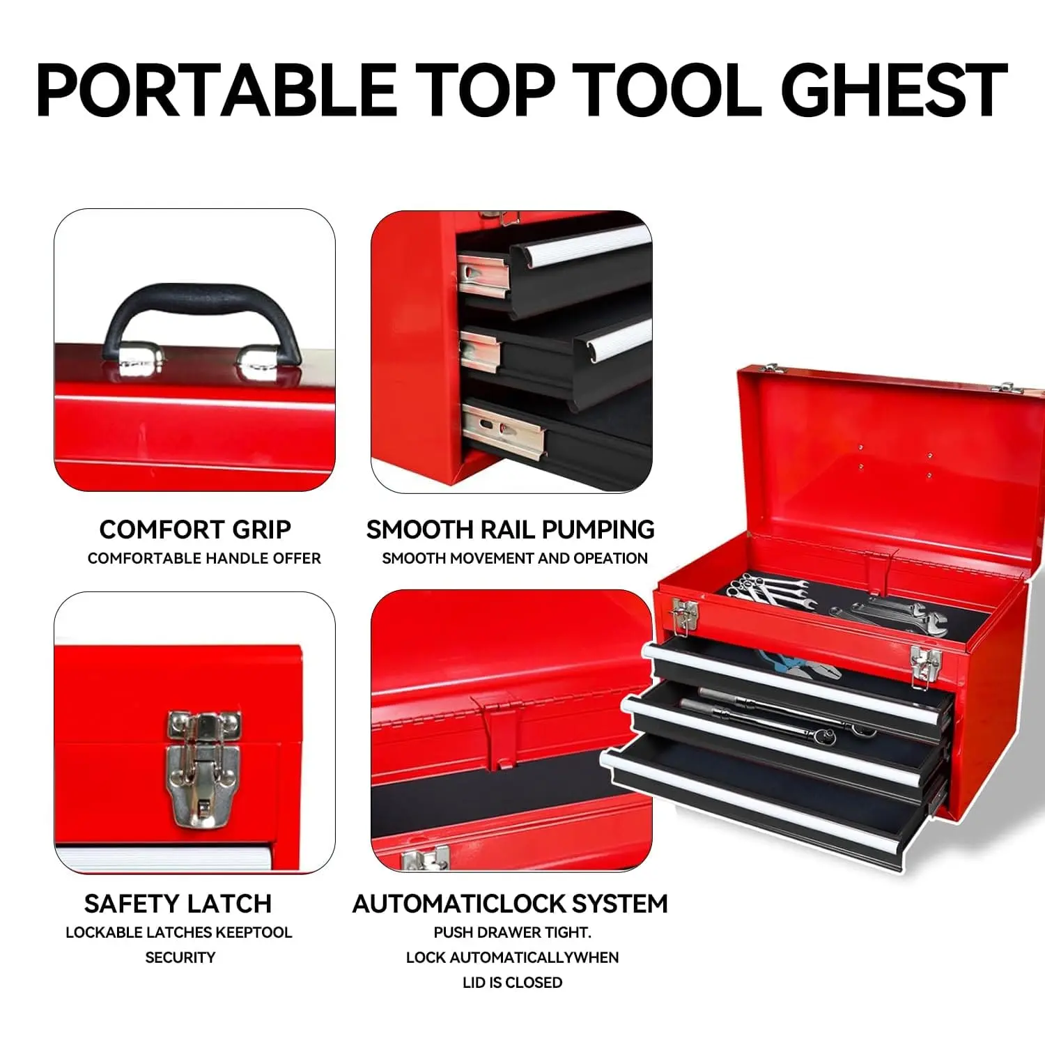 Red and Black Rolling Garage Workshop Tool Organizer - Image 5