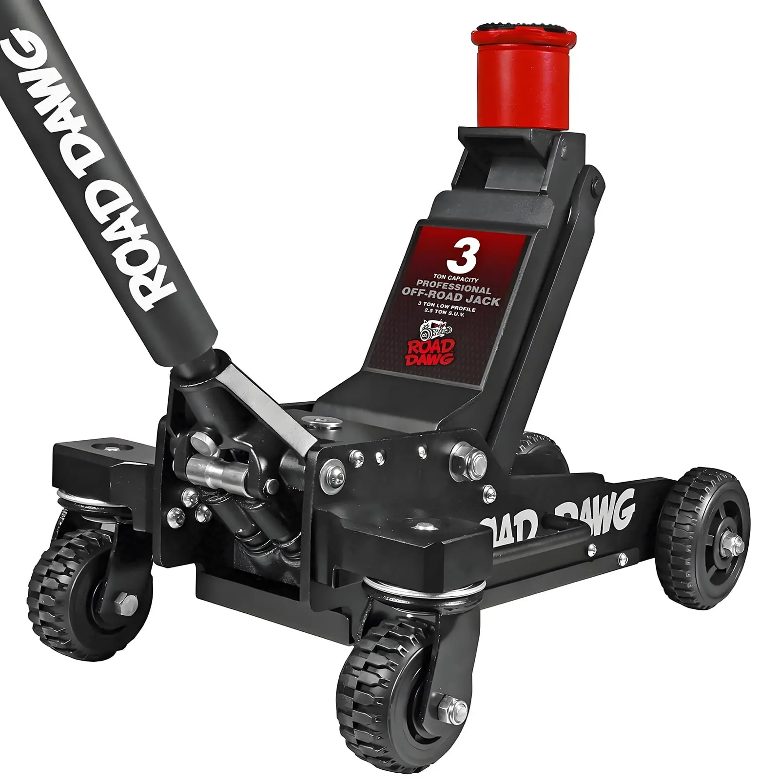 ROAD DAWG 3 Ton Big Wheel Off-Road Jack, Professional Aluminum and Steel Racing Floor Jack with Dual Pistons Pump, Lift for Trucks, SUVs, ATVs Off road Vehicles,6000lb Capacity