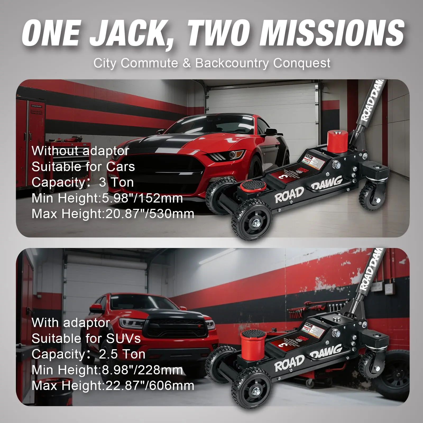 ROAD DAWG 3 Ton Big Wheel Off-Road Jack, Professional Aluminum and Steel Racing Floor Jack with Dual Pistons Pump, Lift for Trucks, SUVs, ATVs Off road Vehicles,6000lb Capacity - Image 2
