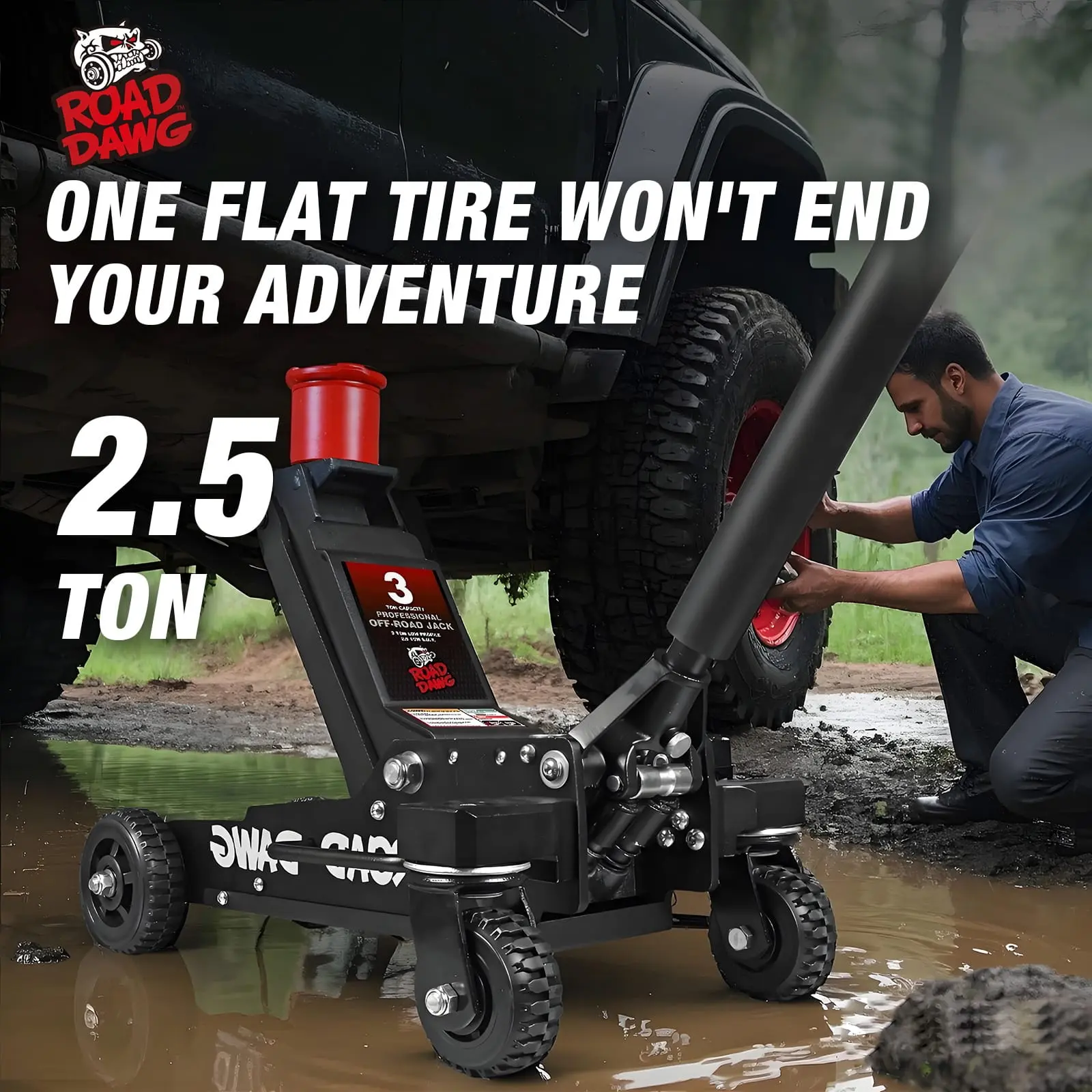 ROAD DAWG 3 Ton Big Wheel Off-Road Jack, Professional Aluminum and Steel Racing Floor Jack with Dual Pistons Pump, Lift for Trucks, SUVs, ATVs Off road Vehicles,6000lb Capacity - Image 4