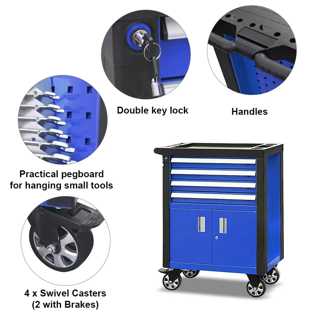 Rolling Garage Workshop Tool Organizer 4 Drawer Chest - Image 3