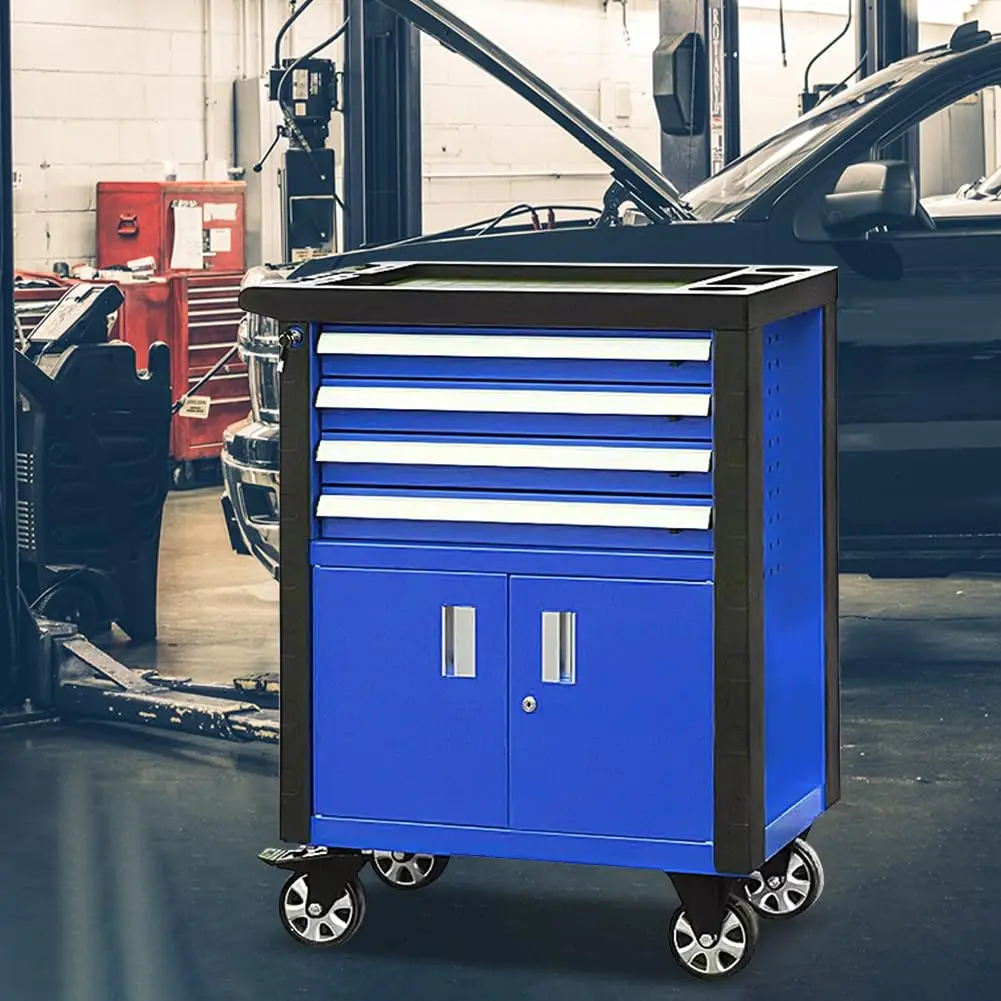 Rolling Garage Workshop Tool Organizer 4 Drawer Chest - Image 4