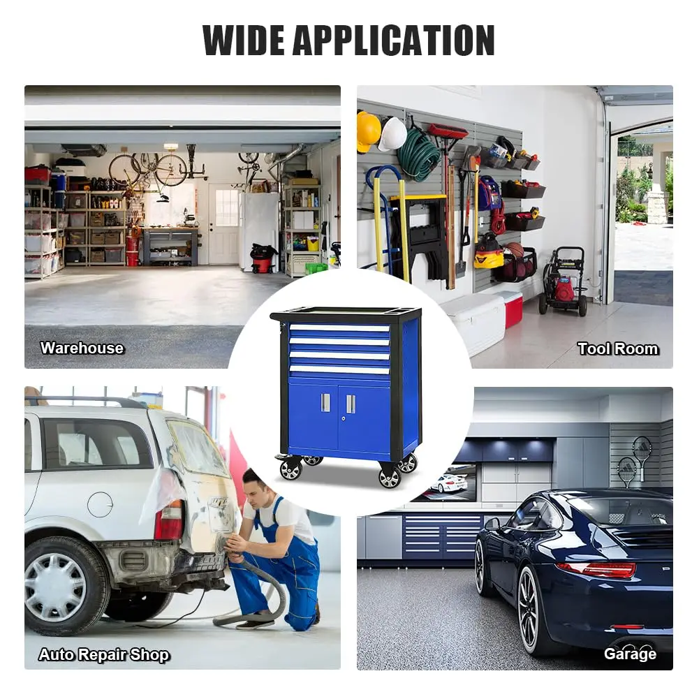 Rolling Garage Workshop Tool Organizer 4 Drawer Chest - Image 5