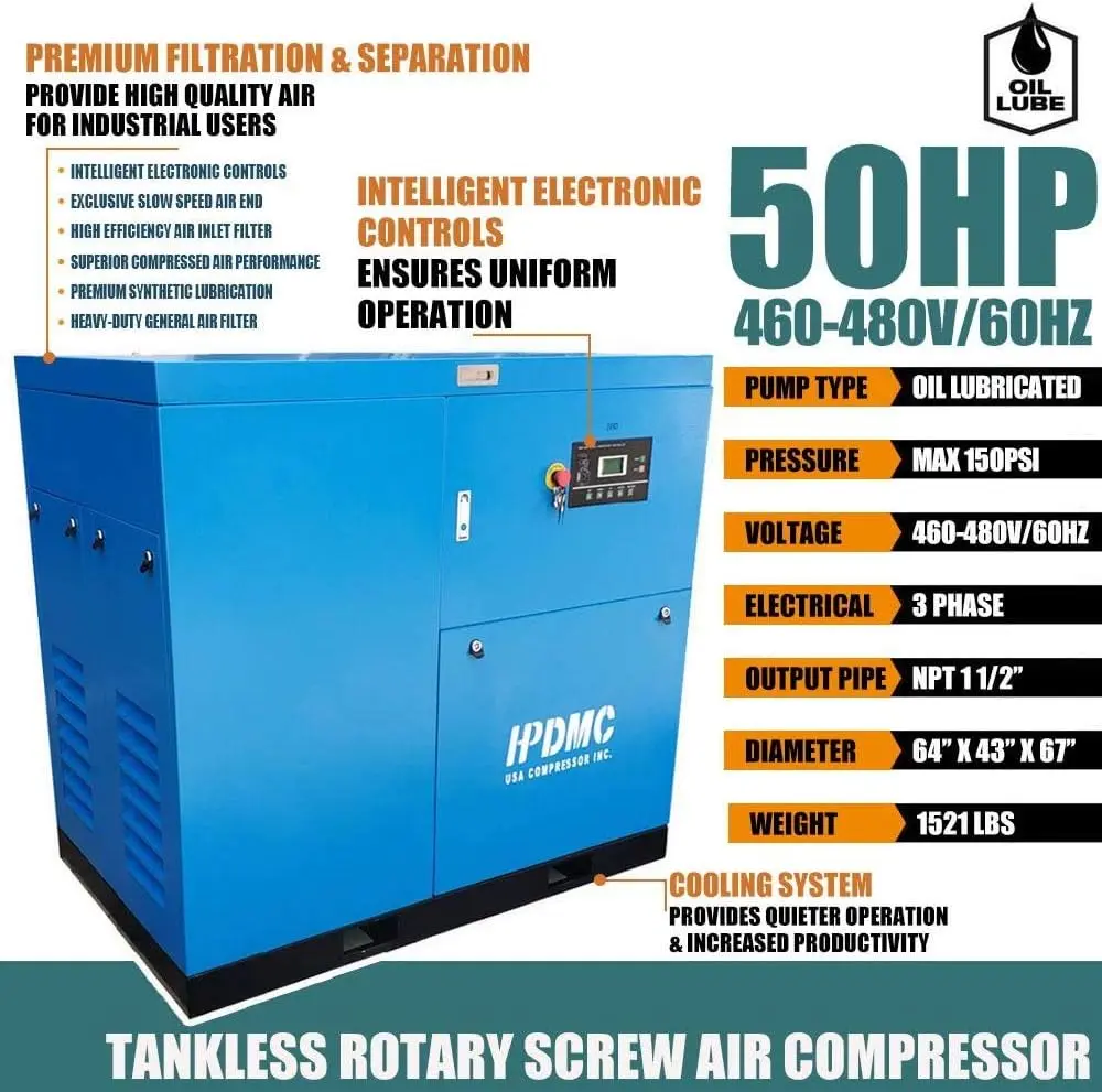 Rotary Screw Air Compressor Variable Speed Drive Heavy Duty Air Compressed System for Small Machining & Fabrication Workshops, Automotive - Image 21