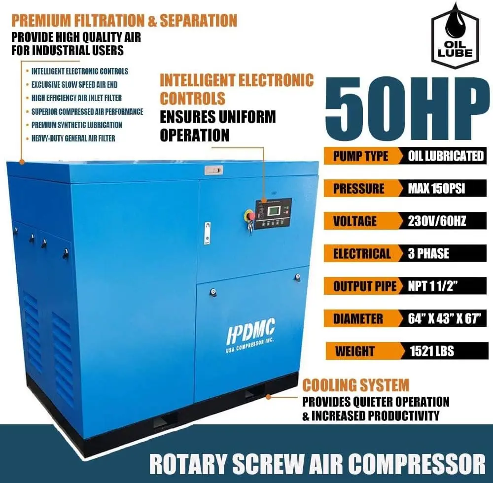 Rotary Screw Air Compressor Variable Speed Drive Heavy Duty Air Compressed System for Small Machining & Fabrication Workshops, Automotive - Image 27