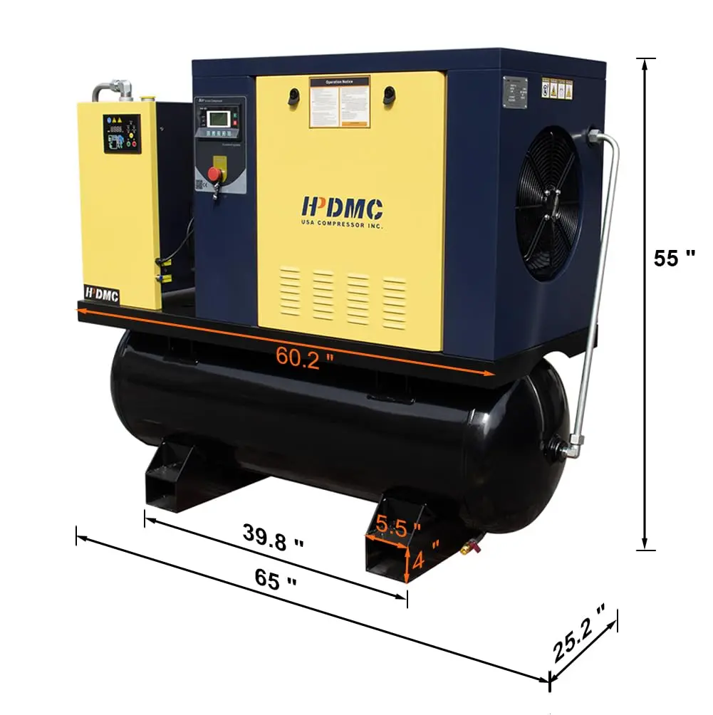 Rotary Screw Air Compressor Variable Speed Drive Heavy Duty Air Compressed System for Small Machining & Fabrication Workshops, Automotive - Image 50