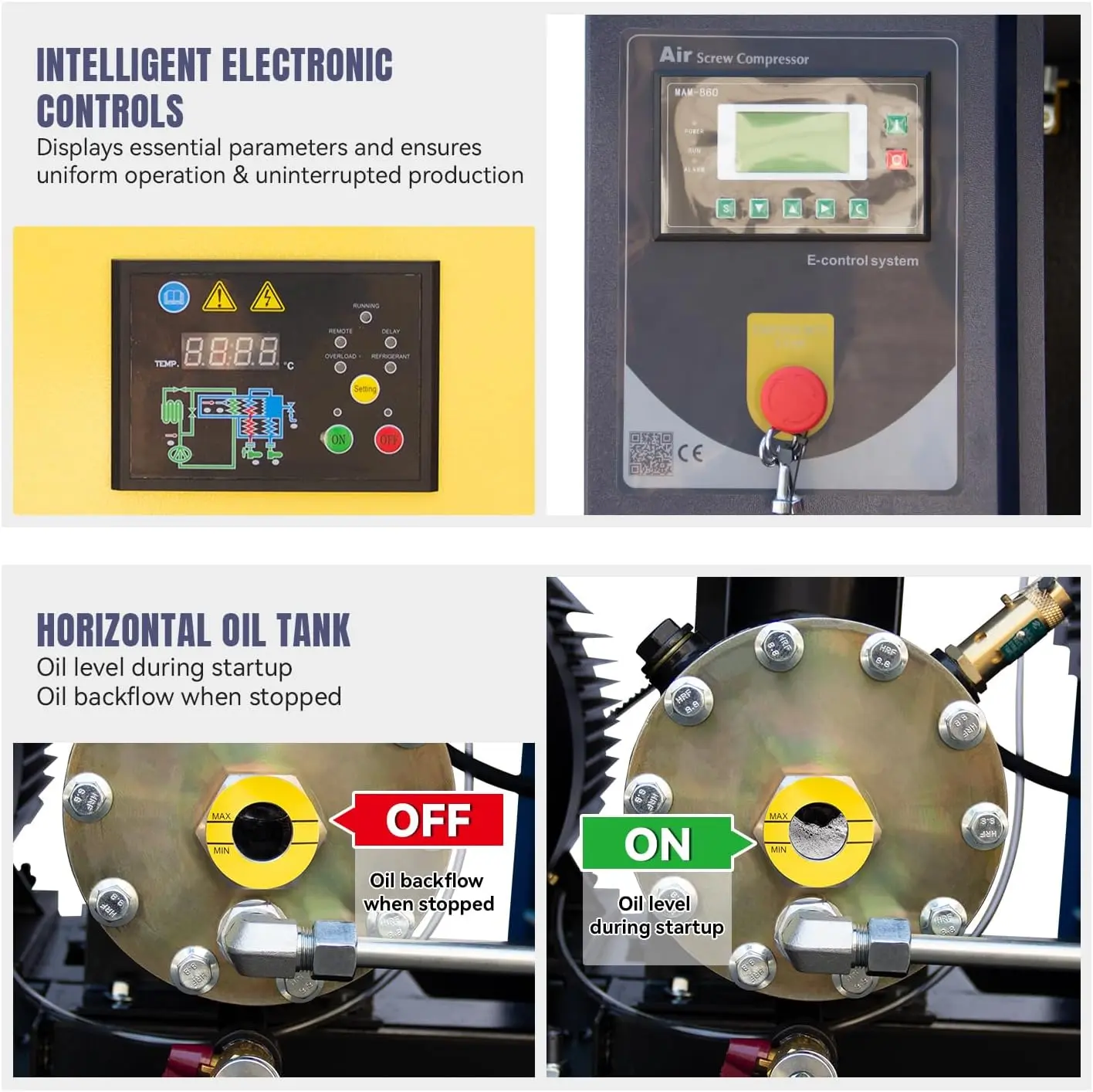 Rotary Screw Air Compressor with Tank, Heavy-Duty Compressed Air System for Small Machining and Fabrication Workshops, Automotive Use - Image 35