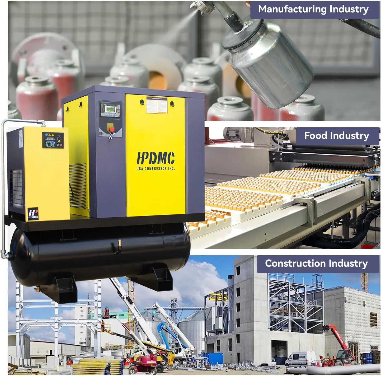 Rotary Screw Air Compressor with Tank, Heavy-Duty Compressed Air System for Small Machining and Fabrication Workshops, Automotive Use - Image 39