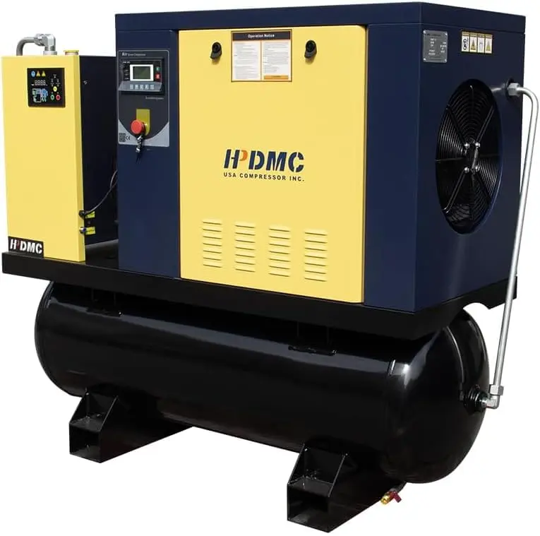 Rotary Screw Air Compressor with Tank, Heavy-Duty Compressed Air System for Small Machining and Fabrication Workshops, Automotive Use - Image 4