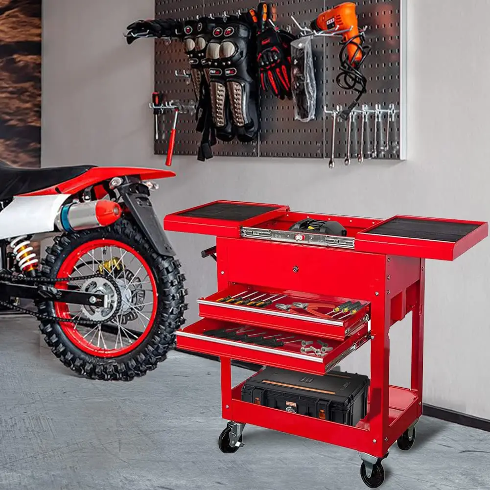 Steel Tool Service Utility Push Cart with Lockable Drawers - Image 5