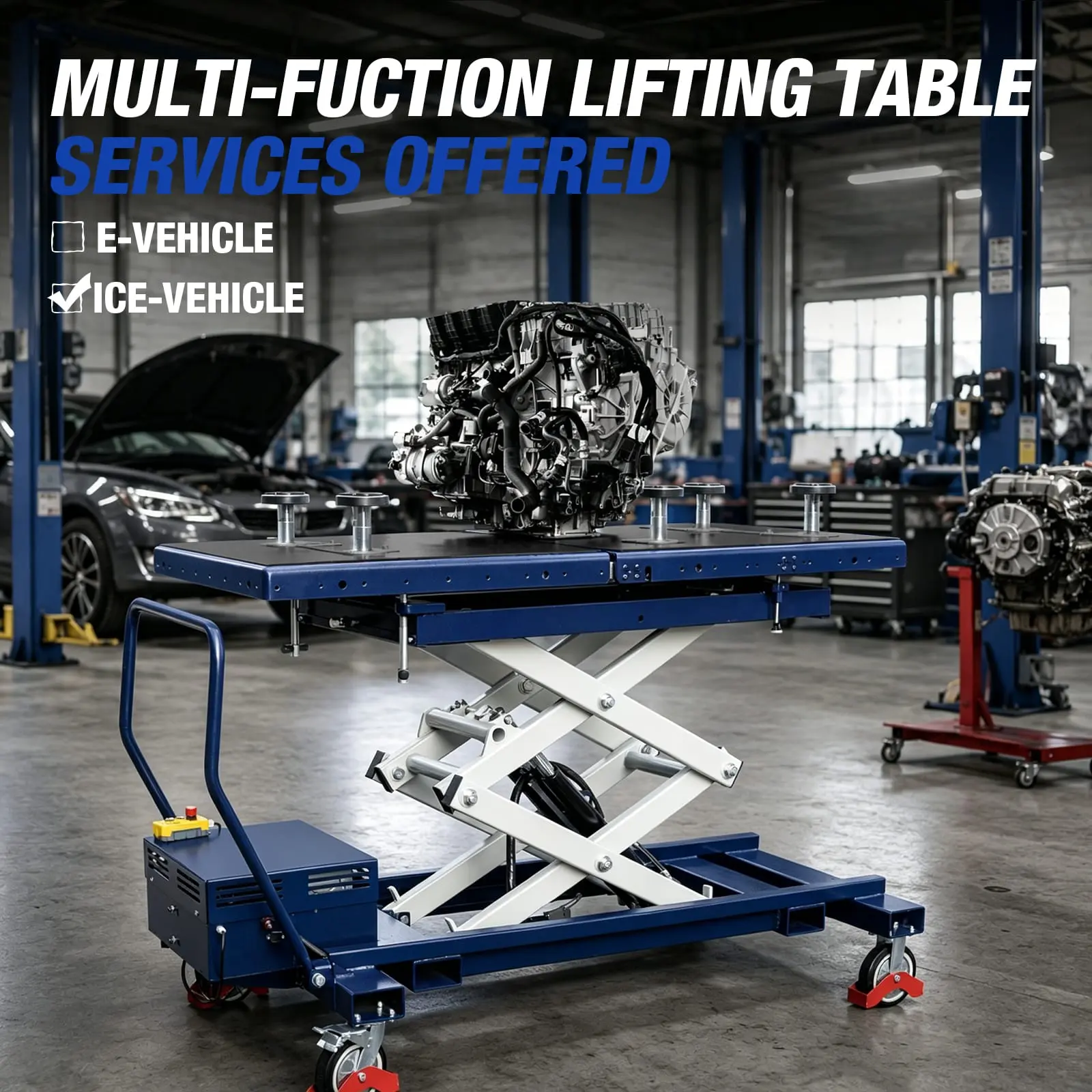 TCE 1.5Ton/3300lbs Electric Scissor Lift Table Cart for New Energy Vehicles, 3-Year Warranty, ATDP15003-BL - Image 3