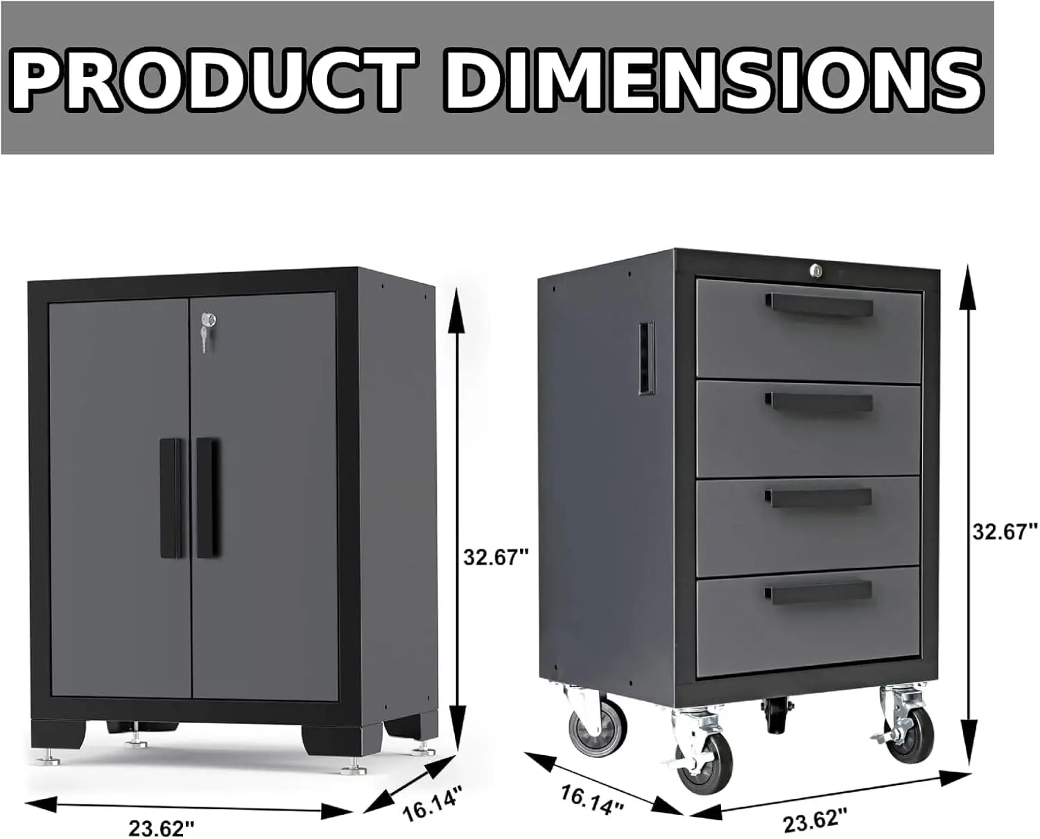 TCE 12 Piece Garage Storage Cabinet Set: Workshop Tool Organizer Chest with Lockers, Shelves and Wood Workbench, 2-Year Warranty - Image 6