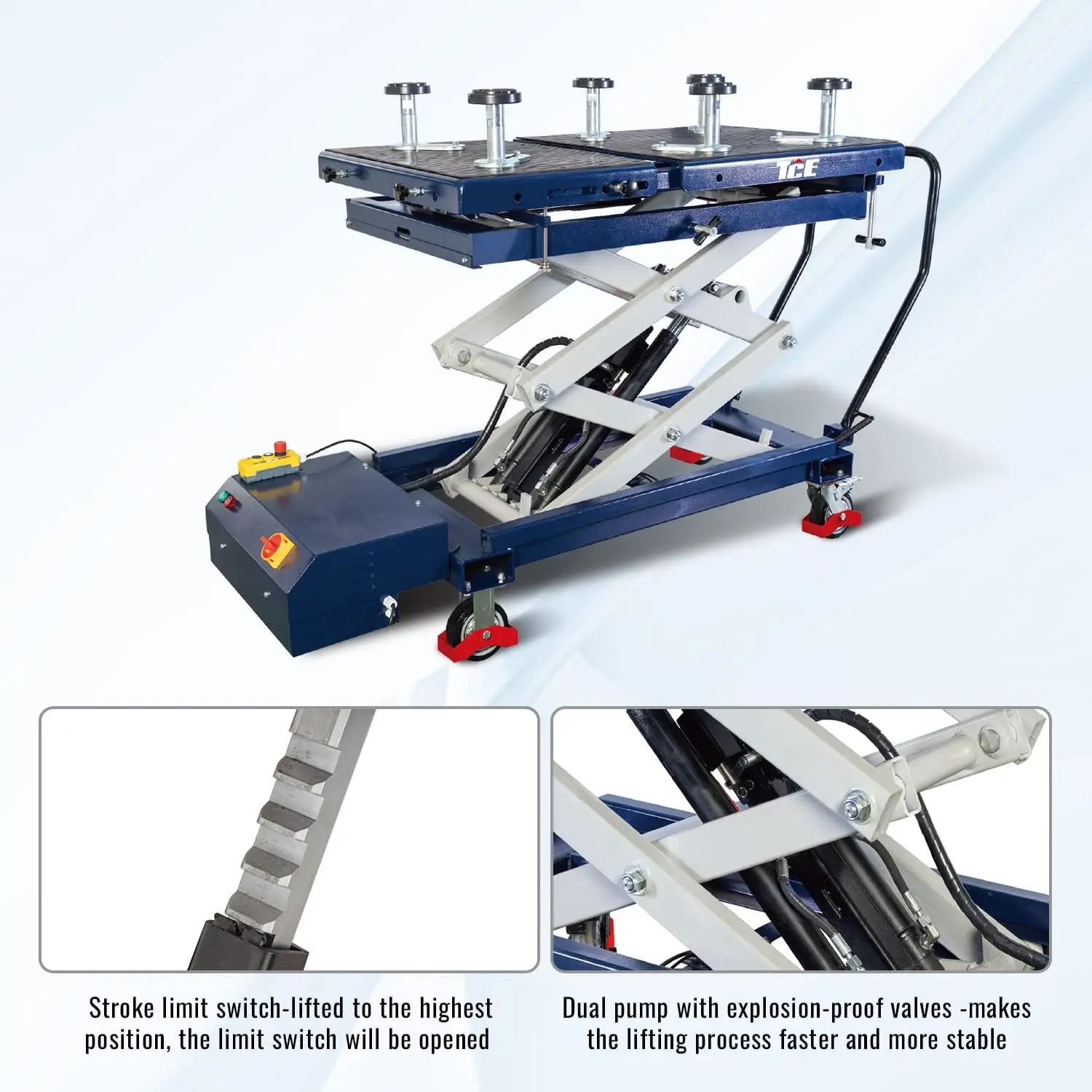 TCE 2650LBS Electric Scissor Lift Table Cart for EV Battery, Engine, Motor, Gearbox, 3-Year Warranty, AS12003-TCEBL - Image 4