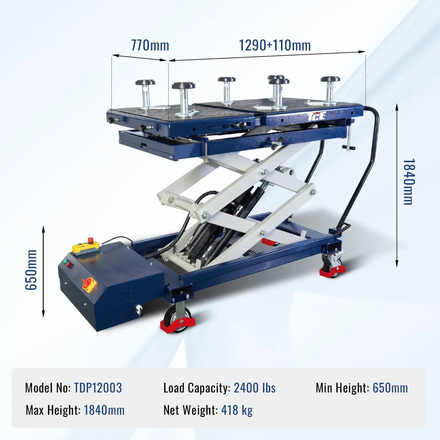 TCE 2650LBS Electric Scissor Lift Table Cart for EV Battery, Engine, Motor, Gearbox, 3-Year Warranty, AS12003-TCEBL - Image 6