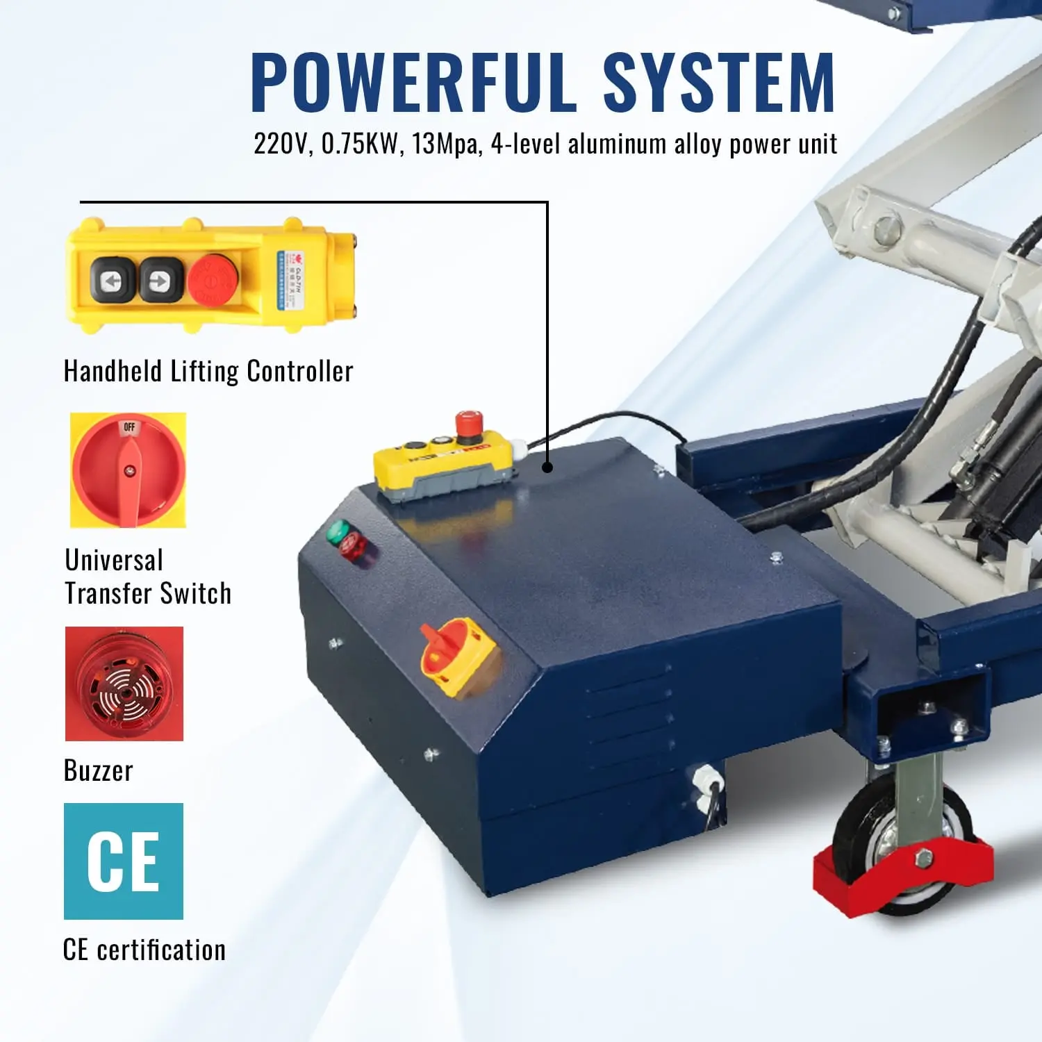 TCE 2650LBS Electric Scissor Lift Table Cart for EV Battery, Engine, Motor, Gearbox, 3-Year Warranty, AS12003-TCEBL - Image 7