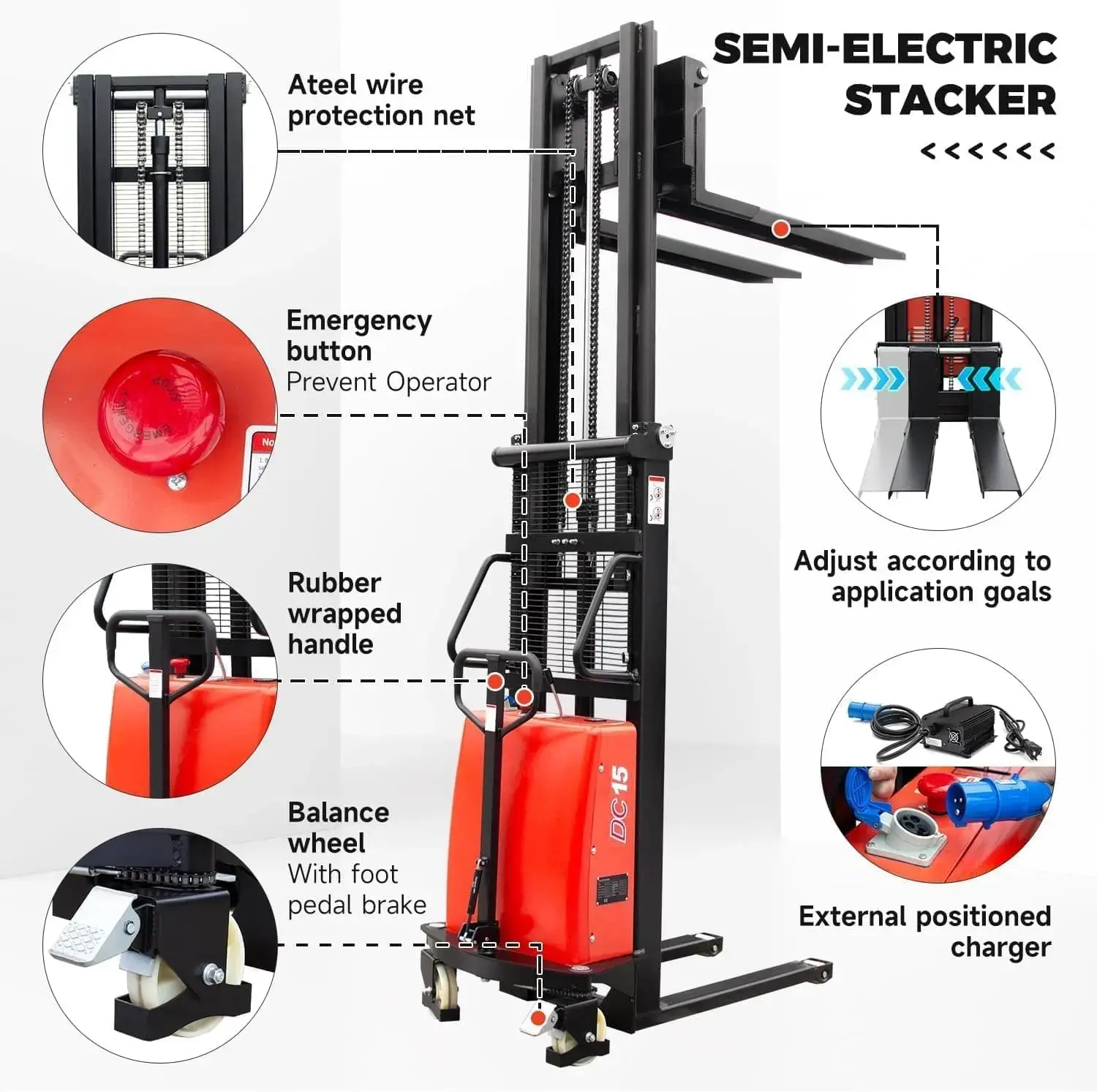 Pallet Truck Fork Material Handling Pallet Truck with Lithium Battery for Garage Workshop Repository - Image 12