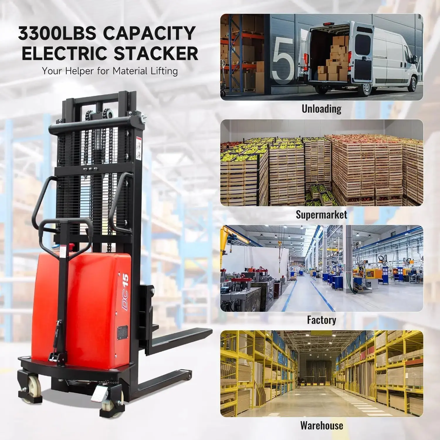 Pallet Truck Fork Material Handling Pallet Truck with Lithium Battery for Garage Workshop Repository - Image 14