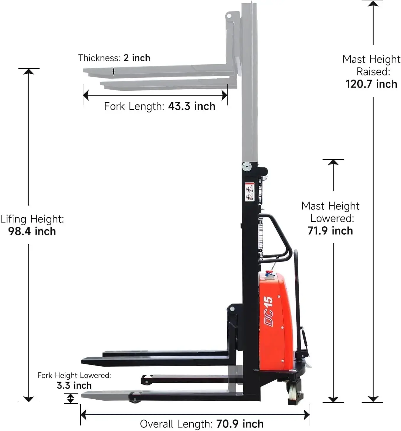 Pallet Truck Fork Material Handling Pallet Truck with Lithium Battery for Garage Workshop Repository - Image 23