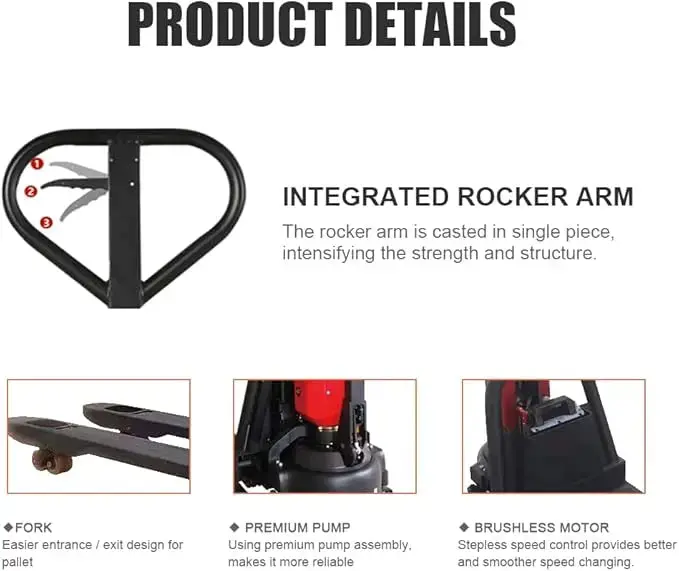 Pallet Truck Fork Material Handling Pallet Truck with Lithium Battery for Garage Workshop Repository - Image 4