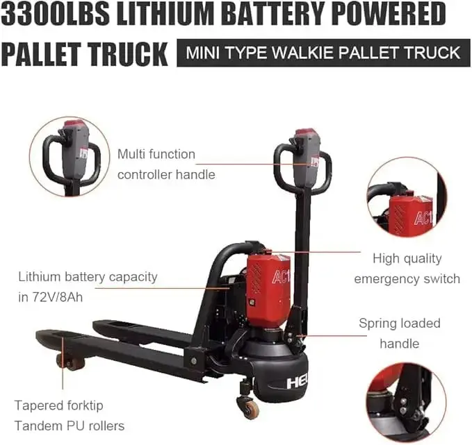 Pallet Truck Fork Material Handling Pallet Truck with Lithium Battery for Garage Workshop Repository - Image 5