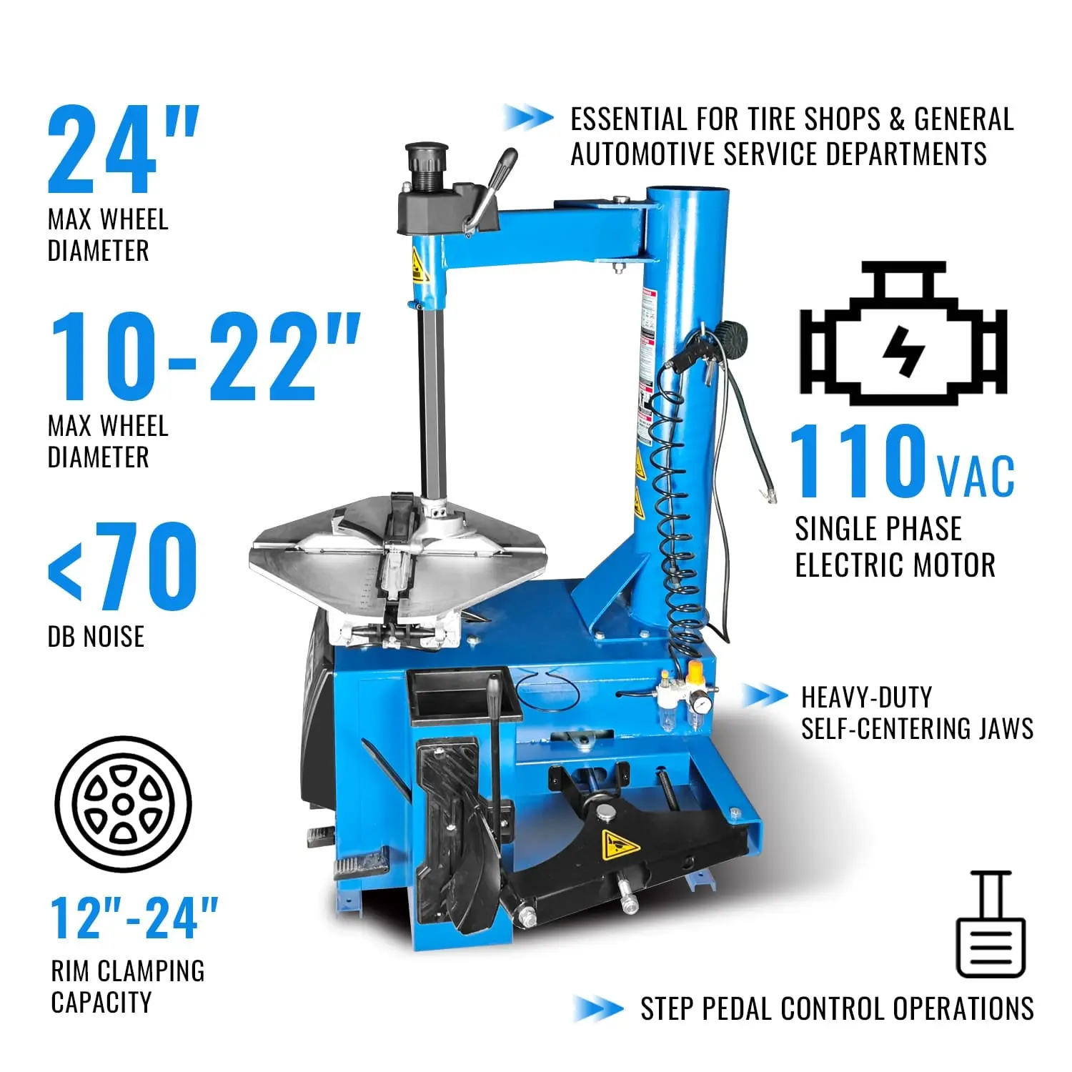TCE 5 Foot Plate Tire Changer & Wheel balancer Machine Combo, 2 Year Warranty, TRJR-BTJ5+TRJR-PHJ - Image 2