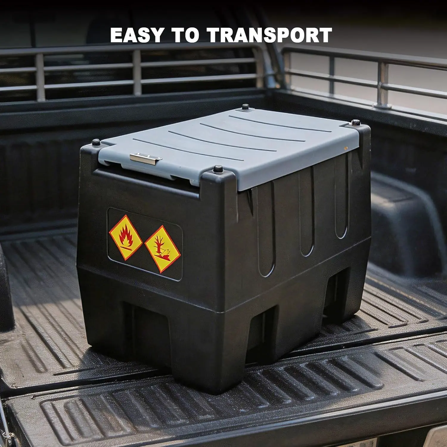 TCE 58 Gallon Capacity Portable Disesl Transfer Tank, Disesl Can with 10.6 Gpm Flow Rate and 12V Transfer Tank Pump, 13.1ft Hose, for Easy Disesl Transportation Black and Grey - Image 6