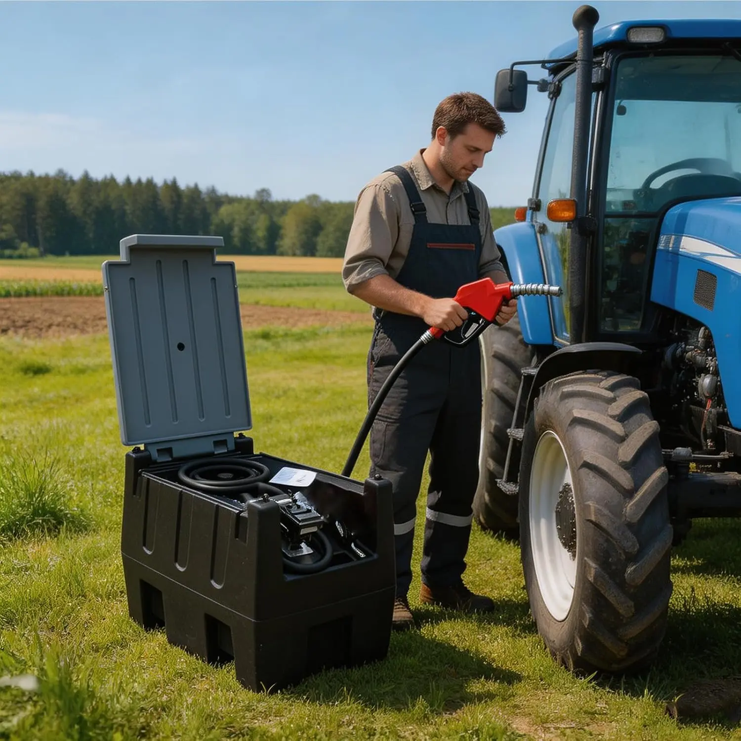 TCE 58 Gallon Capacity Portable Disesl Transfer Tank, Disesl Can with 10.6 Gpm Flow Rate and 12V Transfer Tank Pump, 13.1ft Hose, for Easy Disesl Transportation Black and Grey - Image 7