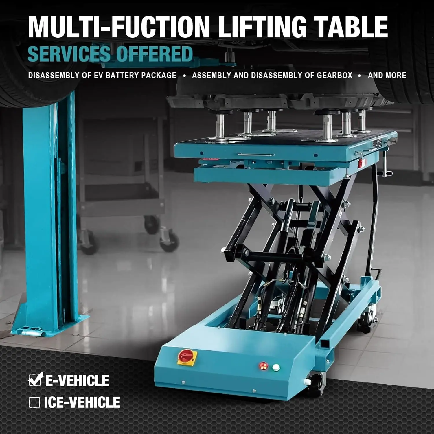 TCE 1.2 Ton/2650LBS Electric Scissor Lift Table Cart for EV Battery, Engine, Motor, Gearbox, 2-Year Warranty, ATDP12003R - Image 3