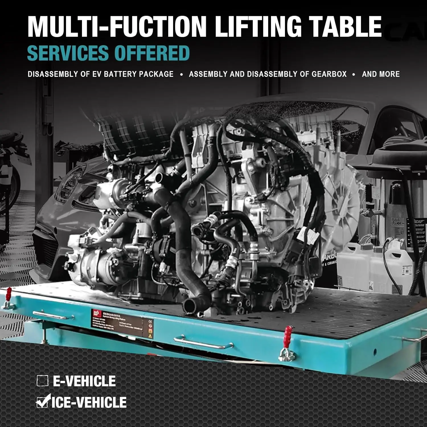 TCE 1.2 Ton/2650LBS Electric Scissor Lift Table Cart for EV Battery, Engine, Motor, Gearbox, 2-Year Warranty, ATDP12003R - Image 4