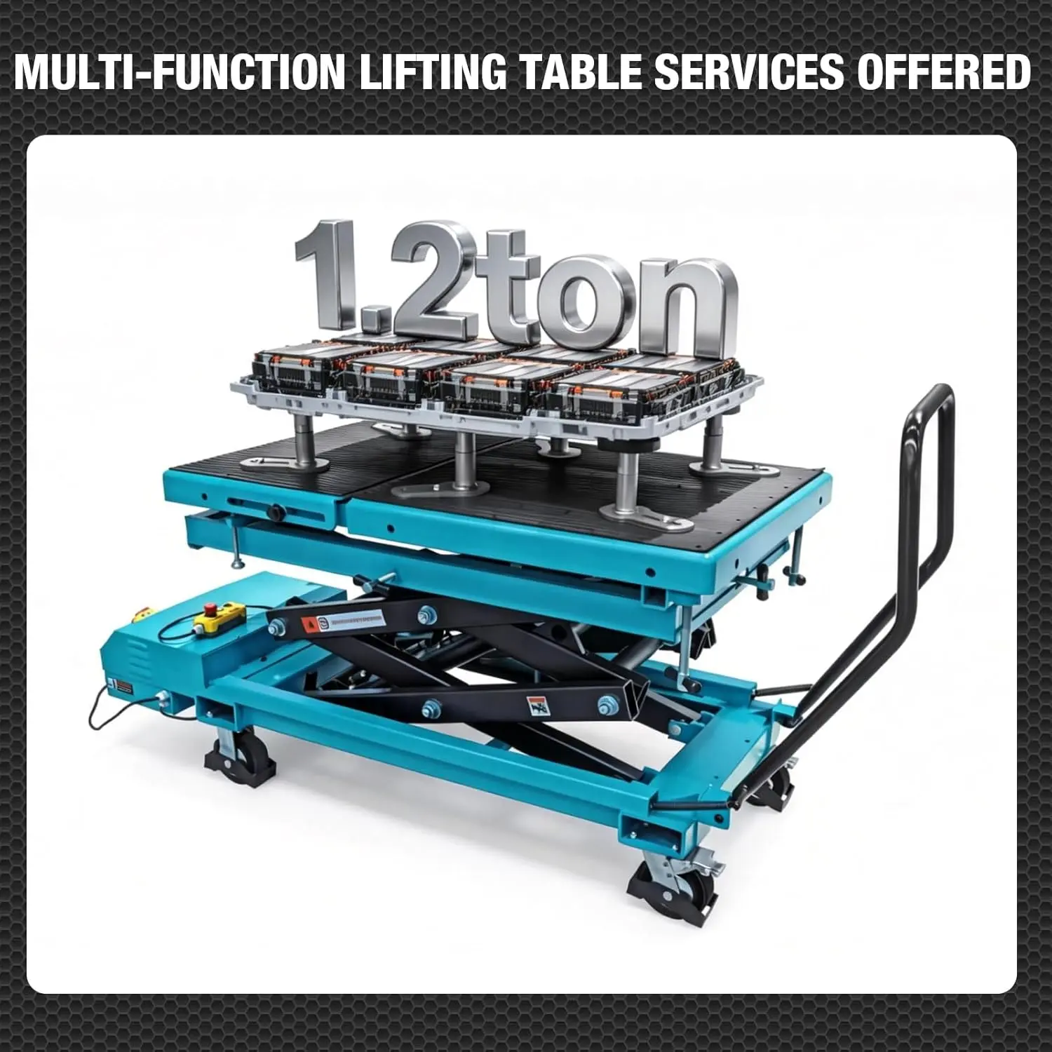 TCE 1.2 Ton/2650LBS Electric Scissor Lift Table Cart for EV Battery, Engine, Motor, Gearbox, 2-Year Warranty, ATDP12003R - Image 5