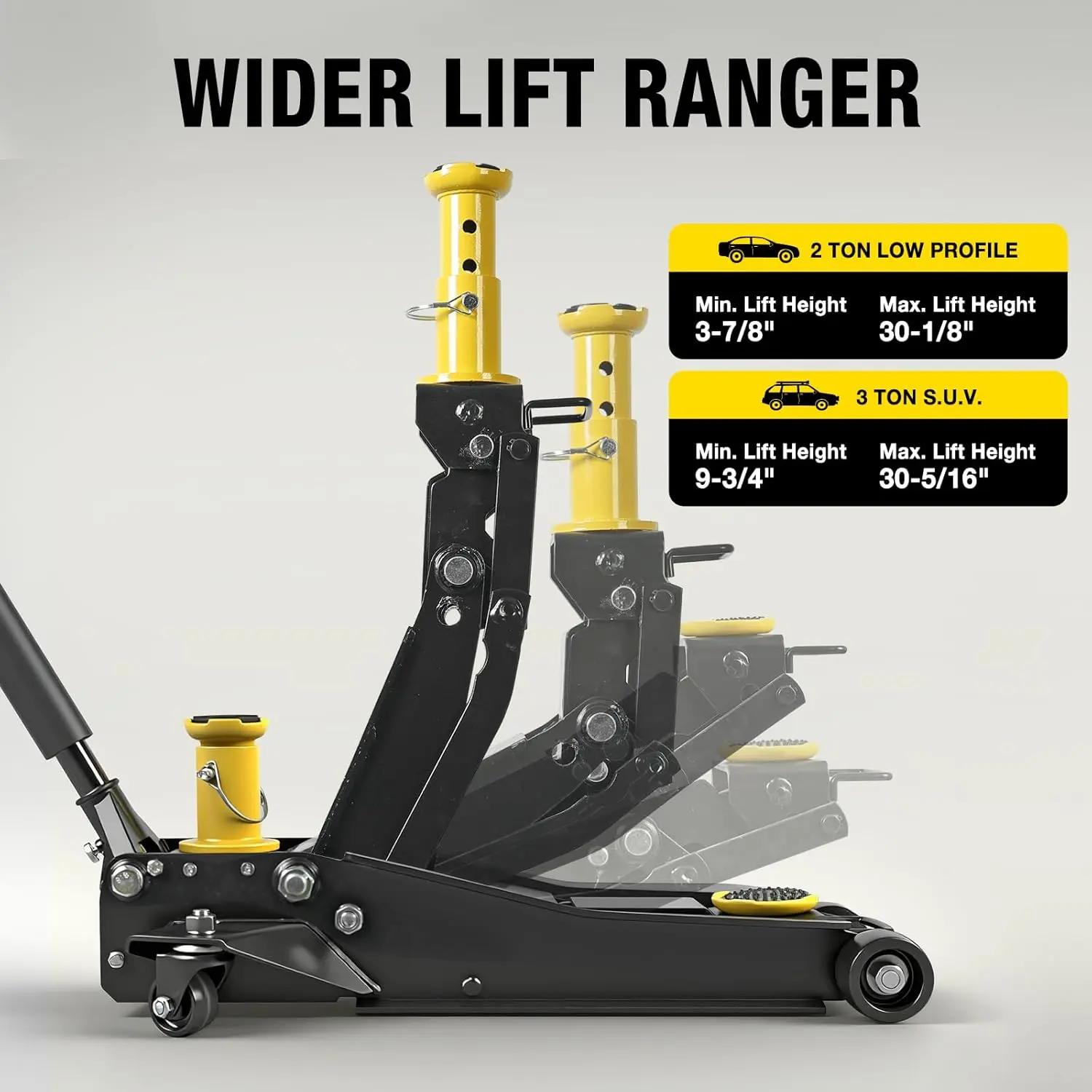 TCE Foldable Floor Jack 3 Ton Low and High Profile Professional Service Jack with Dual Piston Quick Lift Pump, Home and Workshop Car Maintenance for Various Vehicles - Image 3