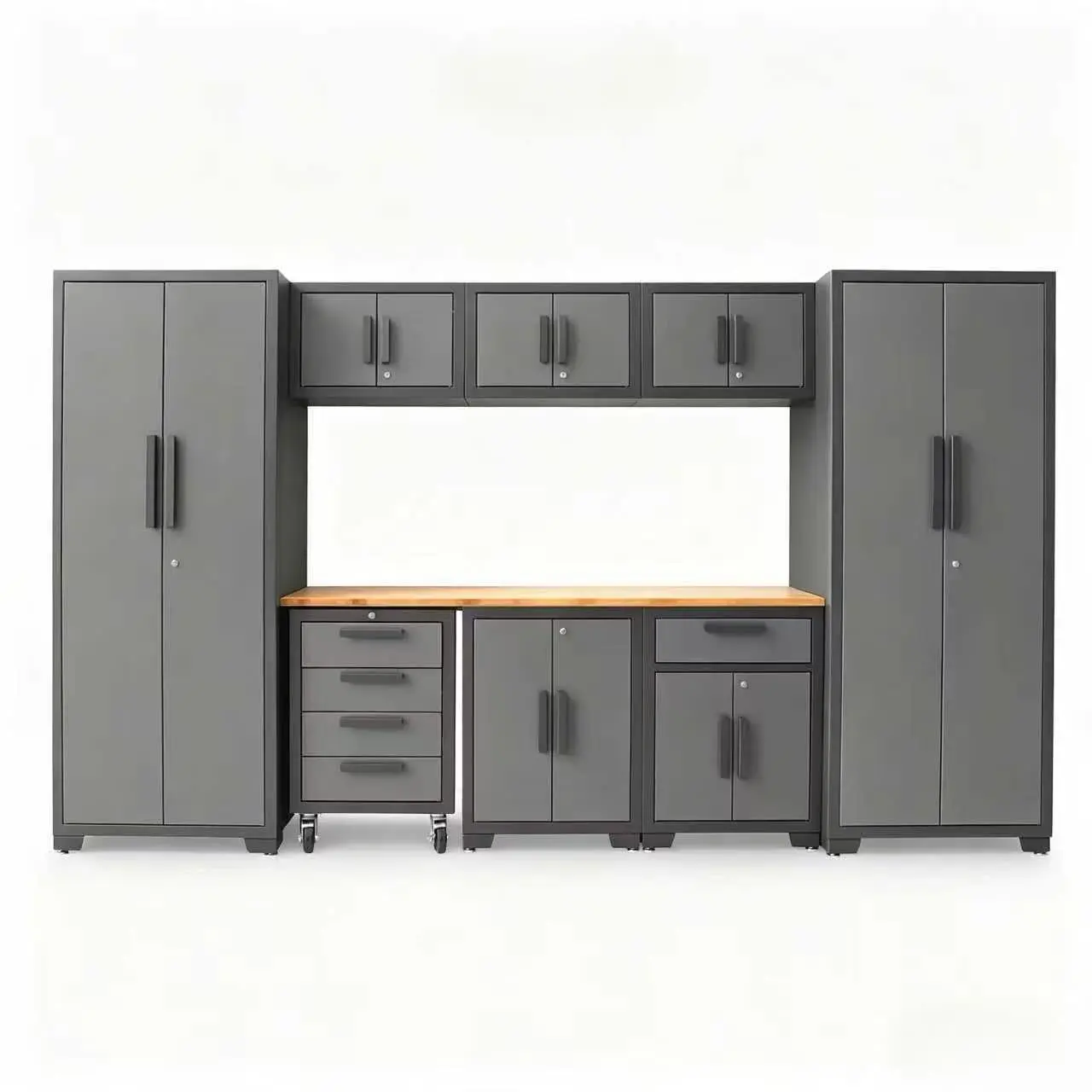 TCE Garage Cabinets Storage System, 9 Piece Included Steel Drawers Rolling Chest,Locked Storage Cabinet, Perfect for Organizing Garage and Tools, 129.92", 2-Year Warranty