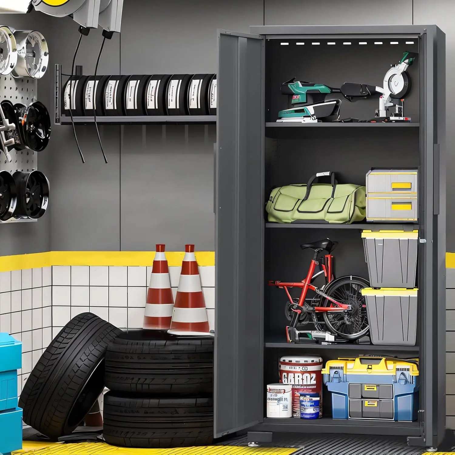 TCE Garage Cabinets Storage System, 9 Piece Included Steel Drawers Rolling Chest,Locked Storage Cabinet, Perfect for Organizing Garage and Tools, 129.92", 2-Year Warranty - Image 7