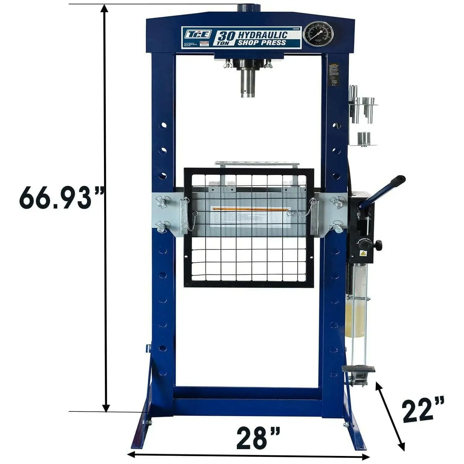 TCE 30 Ton Hydraulic Manual Shop Press, 2 Year Warranty, TY30030 - Image 2