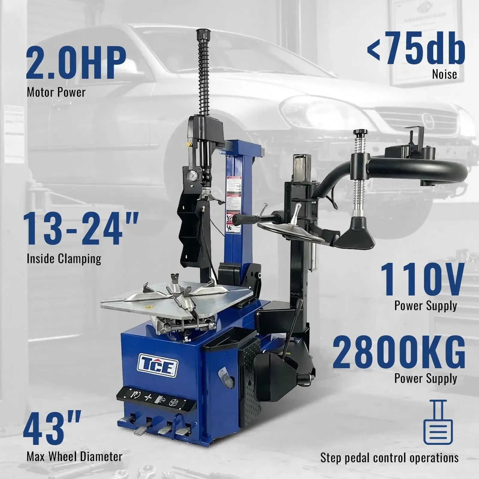 TCE Tire Changer Machine with Tire Bead Blaster Tank Combo, Automatic Assist Arm, 2 Year Warranty, JUNY-BTJ2+JUNY-PHJ+JUNY-BC - Image 6