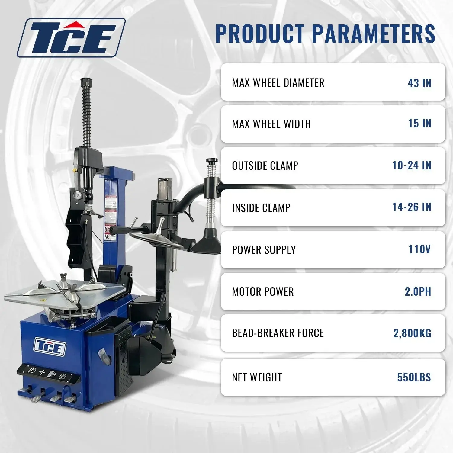 TCE Tire Changer Machine with Tire Bead Blaster Tank Combo, Automatic Assist Arm, 2 Year Warranty, JUNY-BTJ2+JUNY-PHJ+JUNY-BC - Image 7