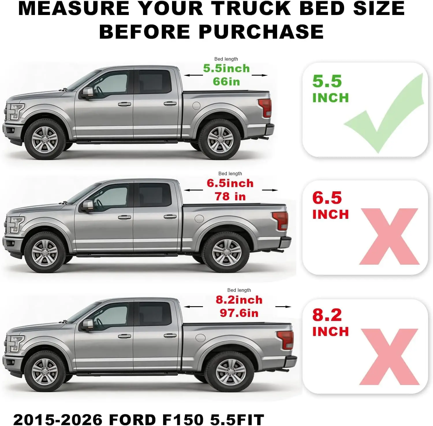 TCE Truck Bed Cover,Hard Folding Truck Tonneau Covers Compatible with 2015-2026 Ford F-150 - Image 2