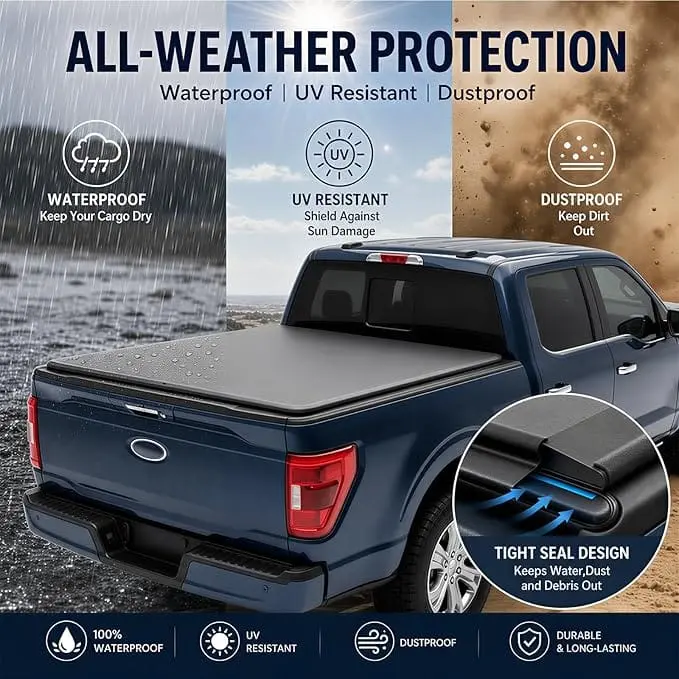 TCE Truck Tonneau Cover, Soft Tri-Fold Truck Bed Cover Compatible with 2015-2026 Ford F-150 - Image 5
