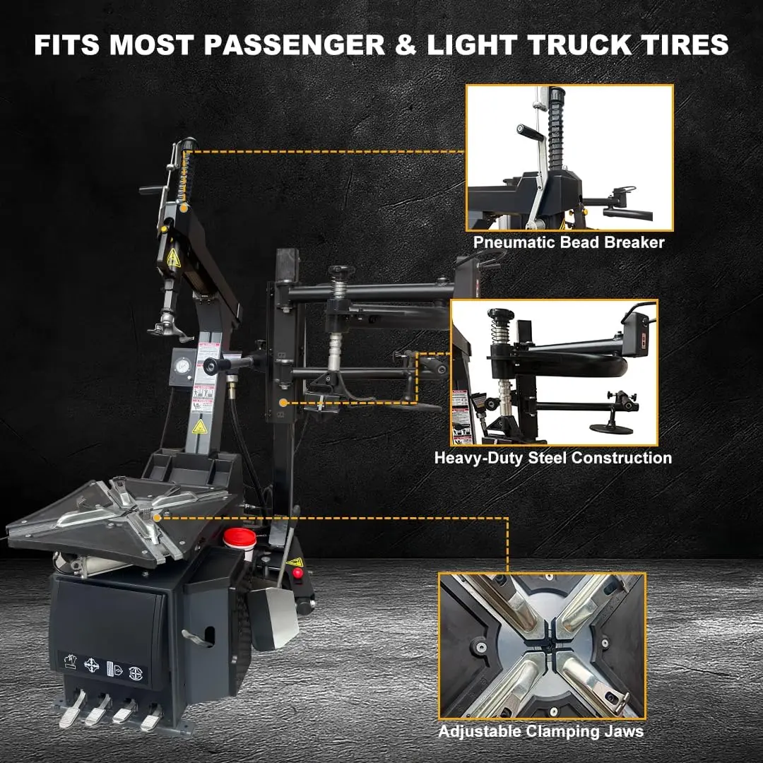 Tire Changer and Automatic Wheel Balancer Combo with Rear-Tilt & Auto Measurement, 110V for 10-26" Rims, Premium Tire Shop Equipment - Image 3