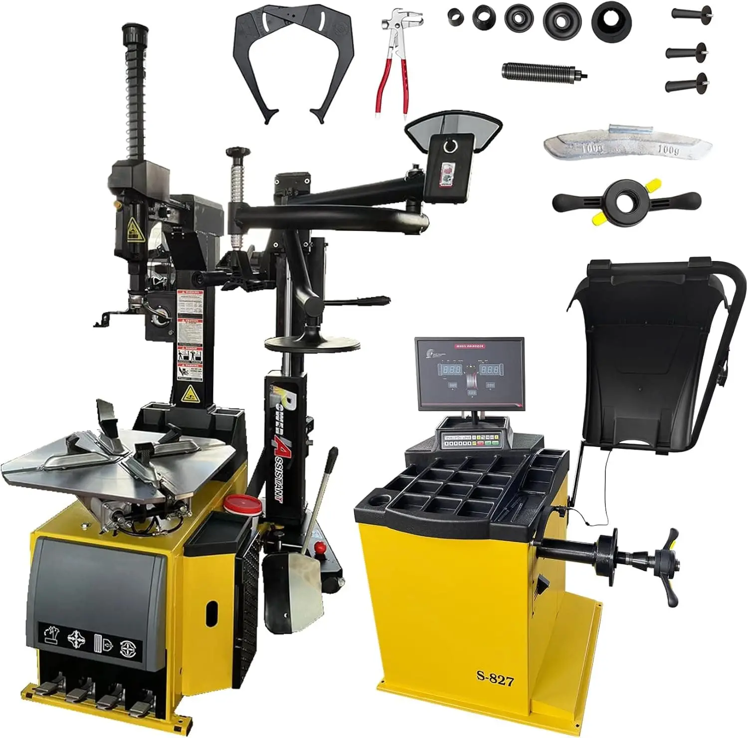 Tire Changer and Automatic Wheel Balancer Combo with Rear-Tilt & Auto Measurement, 110V for 10-26" Rims, Premium Tire Shop Equipment System