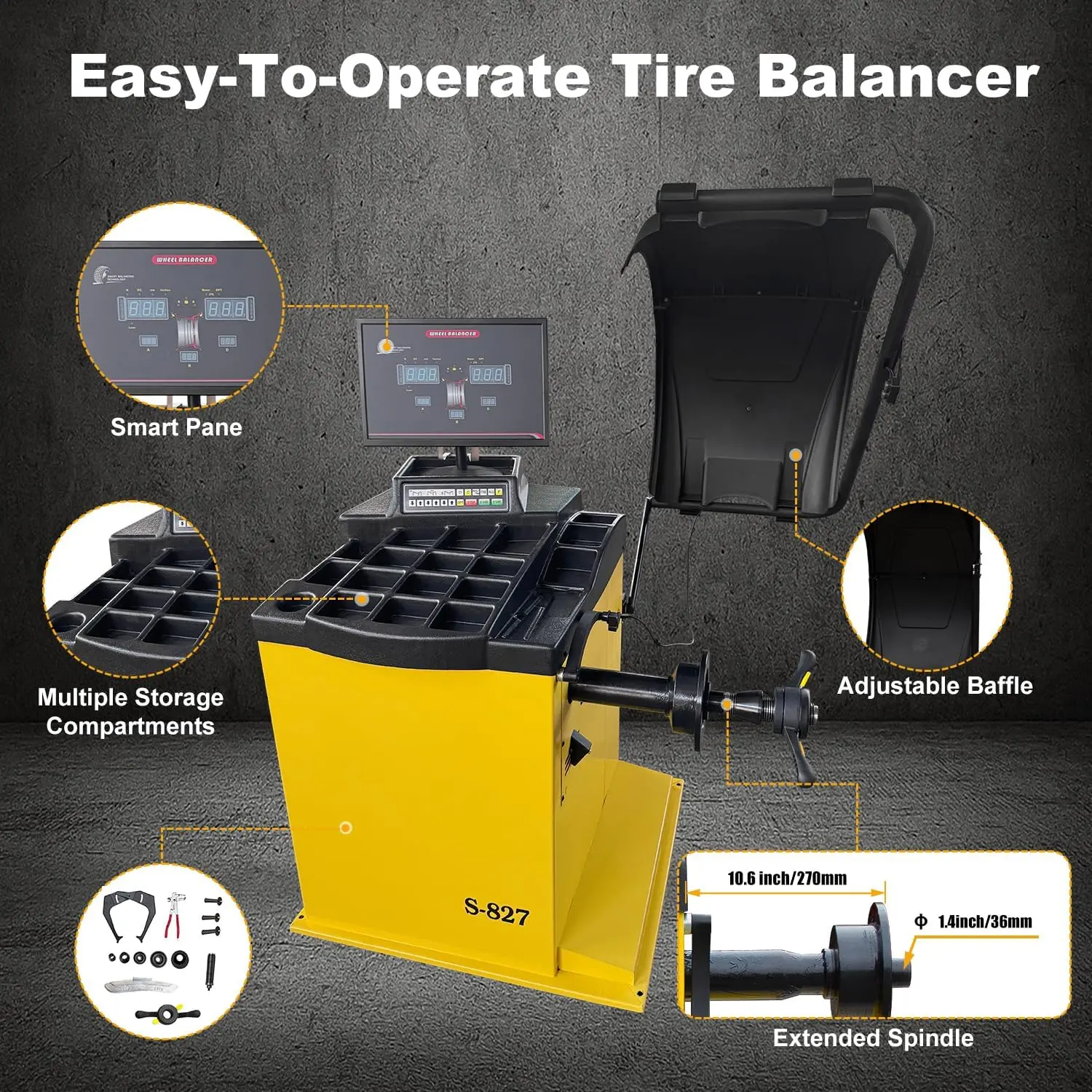 Tire Changer and Automatic Wheel Balancer Combo with Rear-Tilt & Auto Measurement, 110V for 10-26" Rims, Premium Tire Shop Equipment System - Image 6