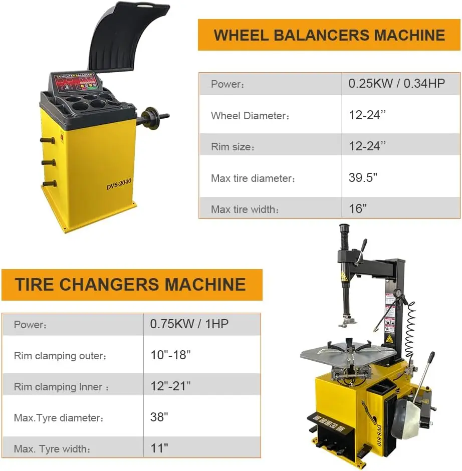 Tire Changer and Economic Wheel Balancer Combo, 1.5HP Motor with 0.25KW Pure Copper, 110V for 10-24" Rims, Cost-Effective Tire Service Set for Garage - Image 3