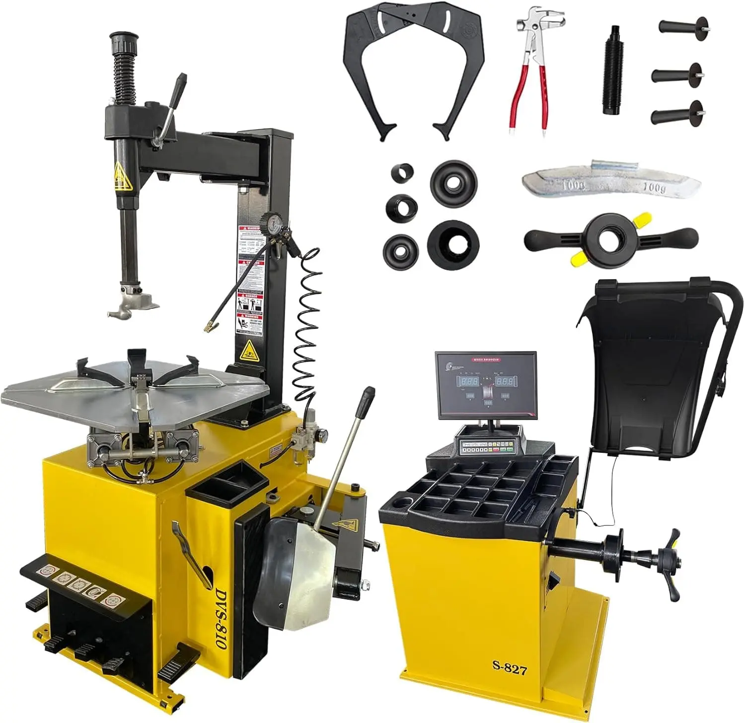 Tire Changer and Premium Automatic Wheel Balancer Combo with Assist Arms & Auto Measurement, 110V for 10-26" Rims, Professional Tire Shop Equipment