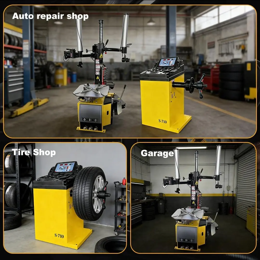 Tire Changer and Wheel Balancer Combo with Bead Blaster and Dual Assist Arms, 110V for 10-24" Rims, Complete Workshop Tire Service Package - Image 2