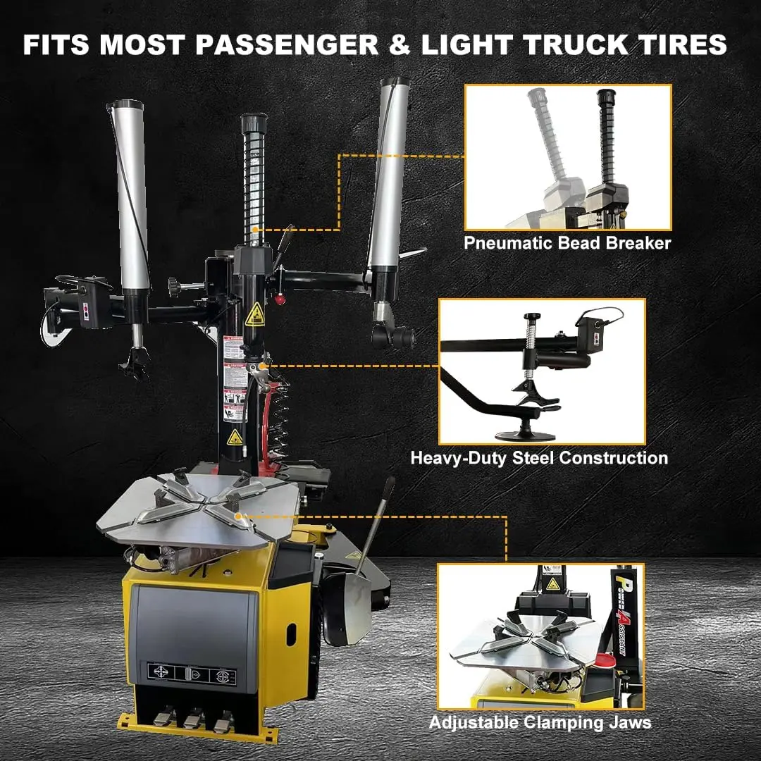 Tire Changer and Wheel Balancer Combo with Bead Blaster and Dual Assist Arms, 110V for 10-24" Rims, Complete Workshop Tire Service Package - Image 4