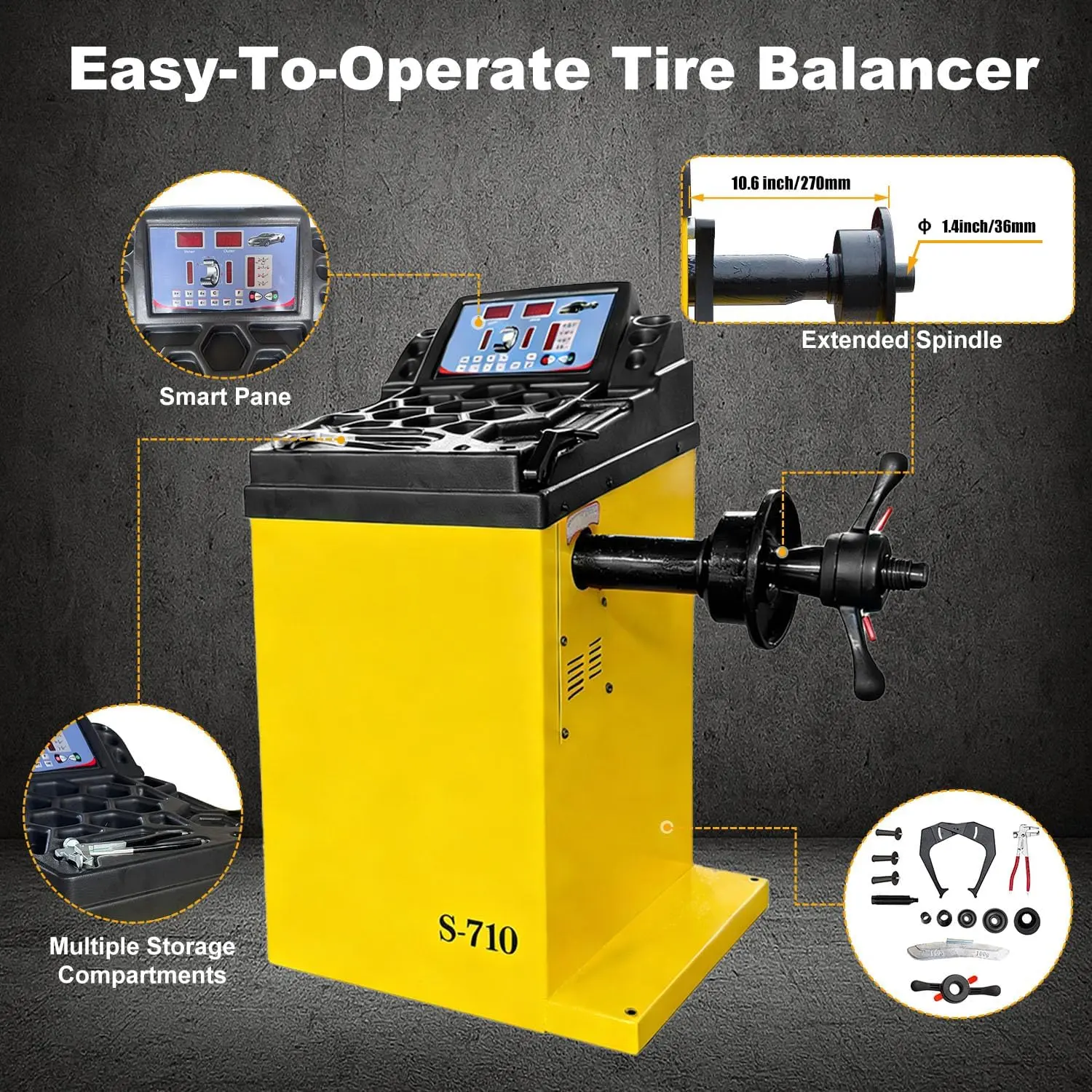 Tire Changer and Wheel Balancer Combo with Rear-Tilt System & Multiple Modes, 110V for 10-26" Rims, Complete Tire Service Package for Workshops - Image 6