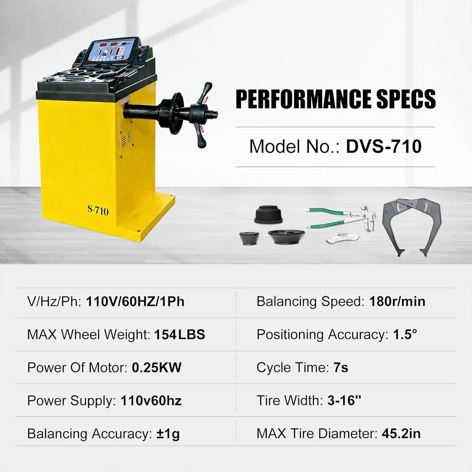Tire Changer Machine with Hand-Assisted Lever Device and Assist arm and Wheel Balancer Machine Combo, 10-24" Rim, Manual Input, Dynamic/Static/ALU/Motorcycle Modes, 0.25KW Pure Copper Motor, 110V - Image 10